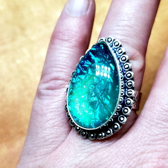 New Dichroic Glass 925 Silver Ring. - Picture 5 of 8